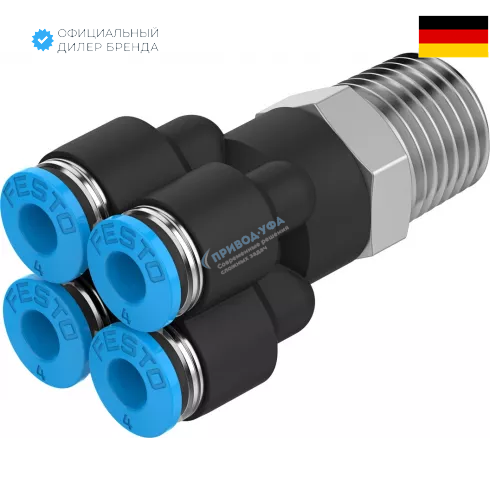 Коллектор цанговый с резьбой и четырьмя выходами Festo QSQ-1/4-6
